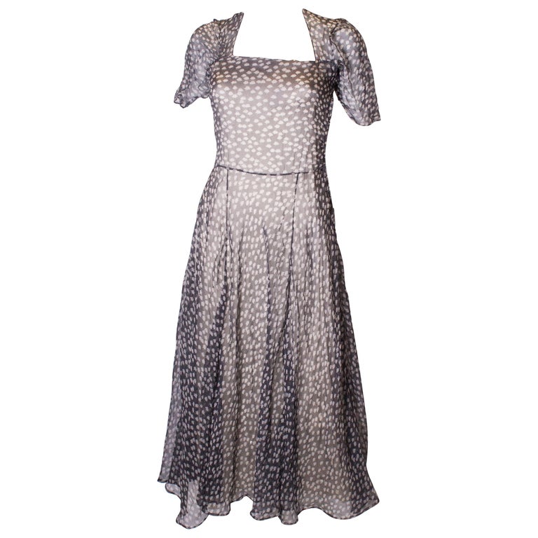 Vintage 1940s Silk Chiffon Dress at 1stDibs | 1940s chiffon dress