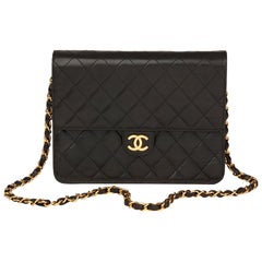1997 Chanel Black Quilted Lambskin Vintage Small Classic Single Flap Bag