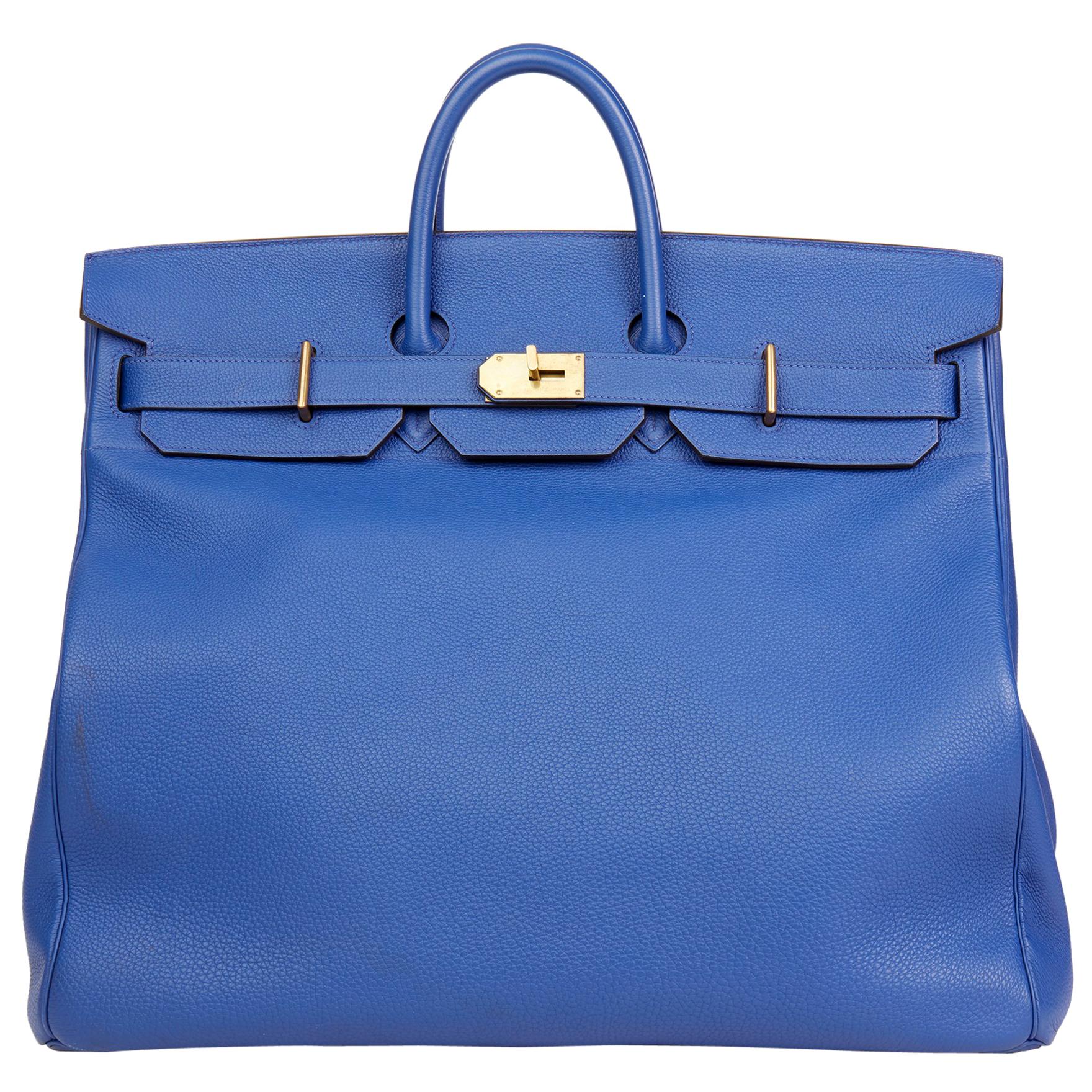 2014 Hermes Blue Electric Togo Leather Birkin HAC 50cm