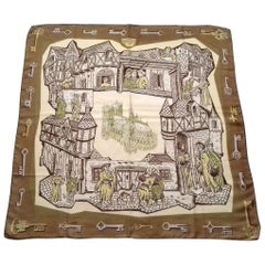 Hermès Vintage Silk Scarf Le Moyen Age Le Vieux Paris Vauzelles 1960 1A