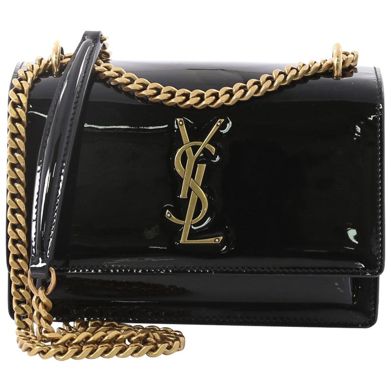 Saint Laurent Black Leather Small Sunset Chain Shoulder Bag Saint