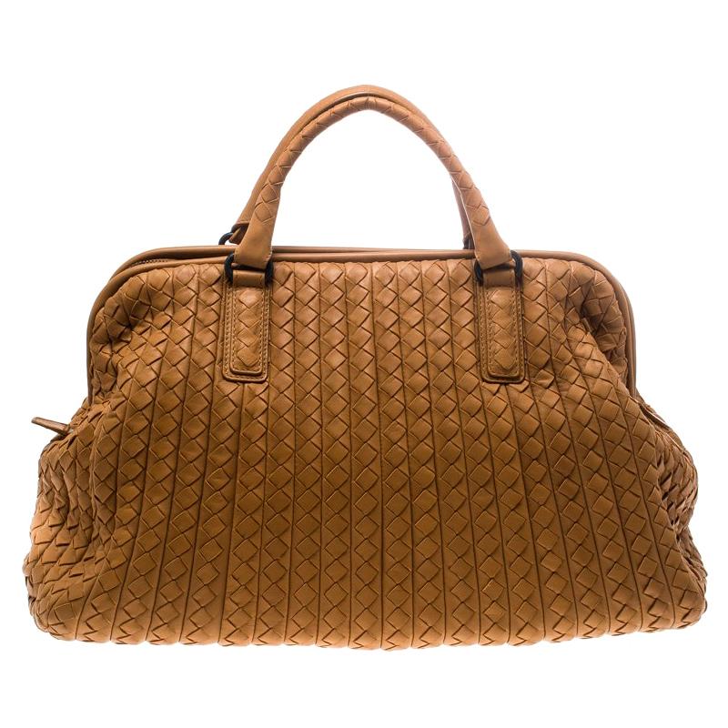 Bottega Veneta Brown Intrecciato Leather New Bond Satchel