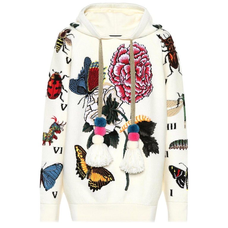 Gucci Floral Embroidered Oversized Wool-Blend Hoodie at 1stDibs | gucci  floral hoodie