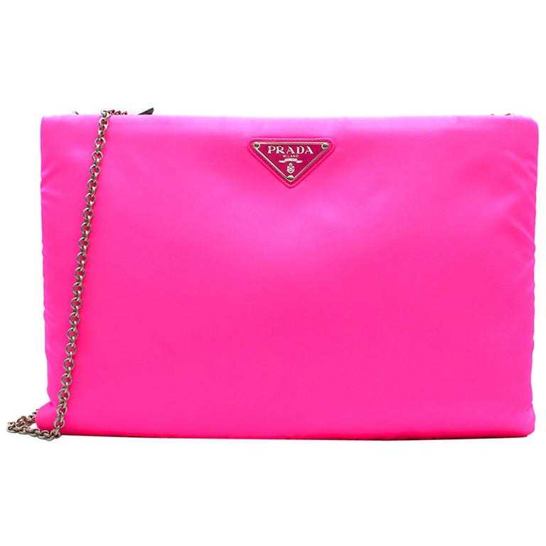 Prada neon-pink large nylon clutch large For Sale at 1stDibs | prada neon  bag, neon prada bag, pink prada clutch