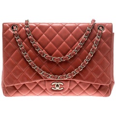 Chanel Red Quilted Leather Maxi Classic Single Flap Bag