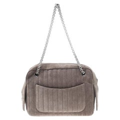 Chanel Grey Suede Shoulder Bag