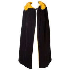 Vintage Yellow and Black Velvet Reversible Cape
