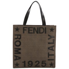 Fendi Logo Tote Embroidered Coated Canvas Medium
