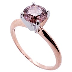 Classic Solitaire Ring 14k Rose Gold with 1.21ct Pink Diamond IGI Certified