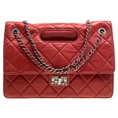 Chanel Red Quilted Leather Jumbo Takeaway Flap Bag