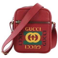 Gucci Logo Zip Messenger Bag Printed Leather Small