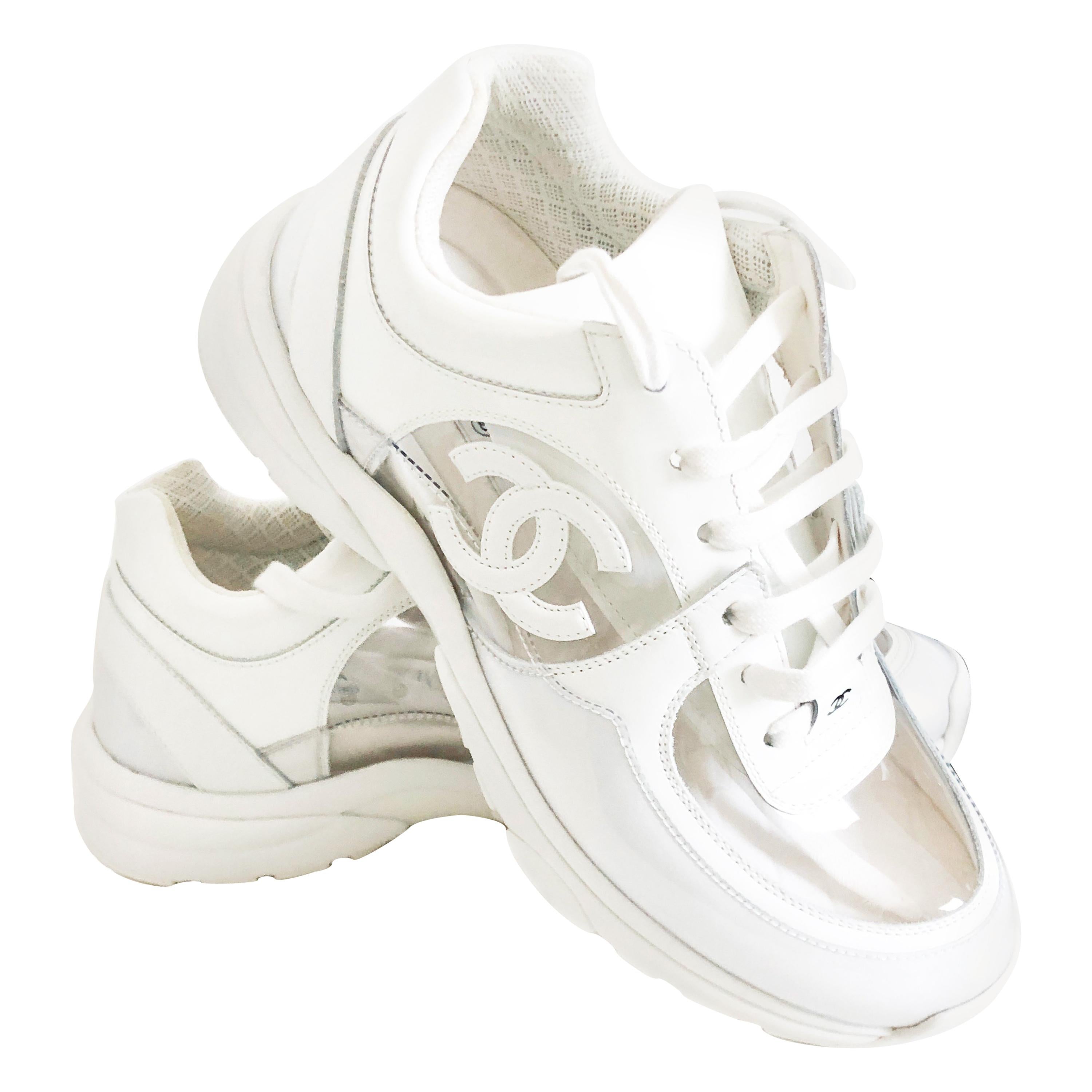 Chanel Transparent White PVC Trainers Sneakers Size 38