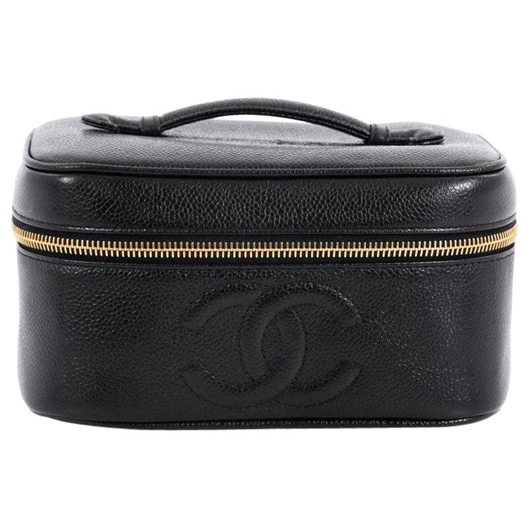 Chanel Vintage Timeless Cosmetic Case Caviar at 1stDibs