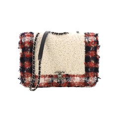 Chanel CC Chain Flap Bag Shearling with Tweed Small