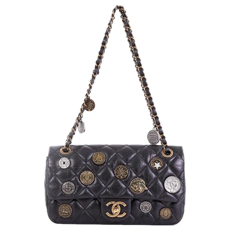 Chanel Coin Medallion Flap Bag Quilted Aged Calfskin Medium