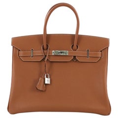 Hermes Birkin Handbag Gold Epsom with Palladium Hardware 35
