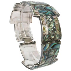 Vintage 1950's Tasco Handmade Sterling and Abalone Bracelet 