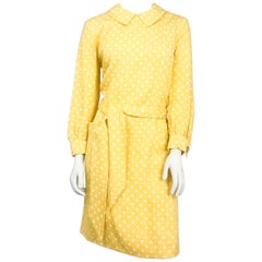 Vintage 1960s Saks Fifth Ave. Yellow Polka Dot Shift Dress
