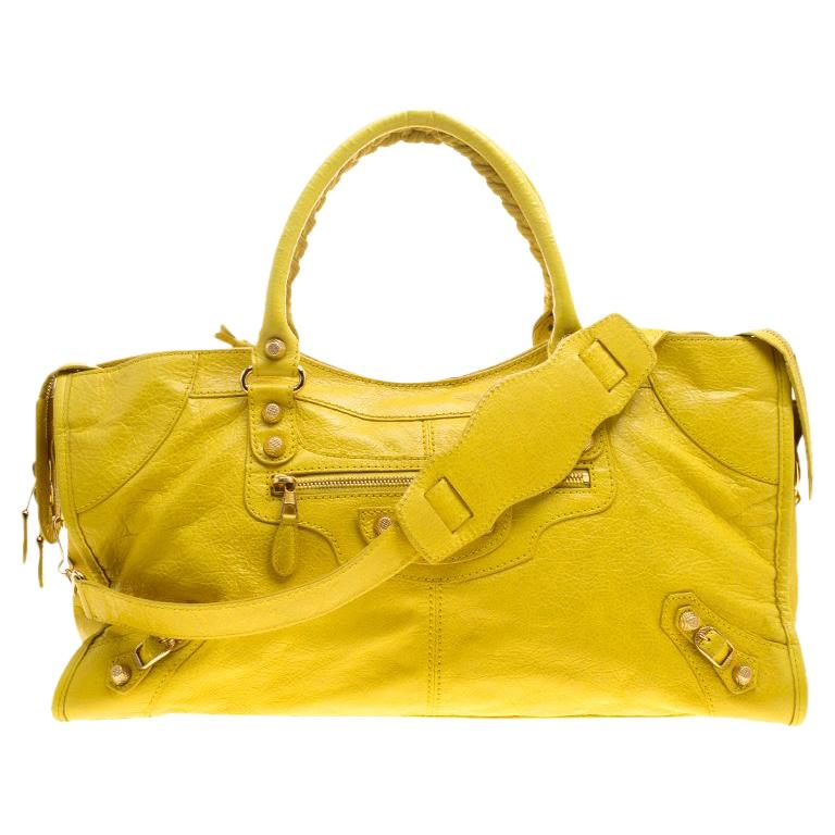 Balenciaga Curry Leather Giant 12 Gold Hardware Part Time Tote For Sale ...