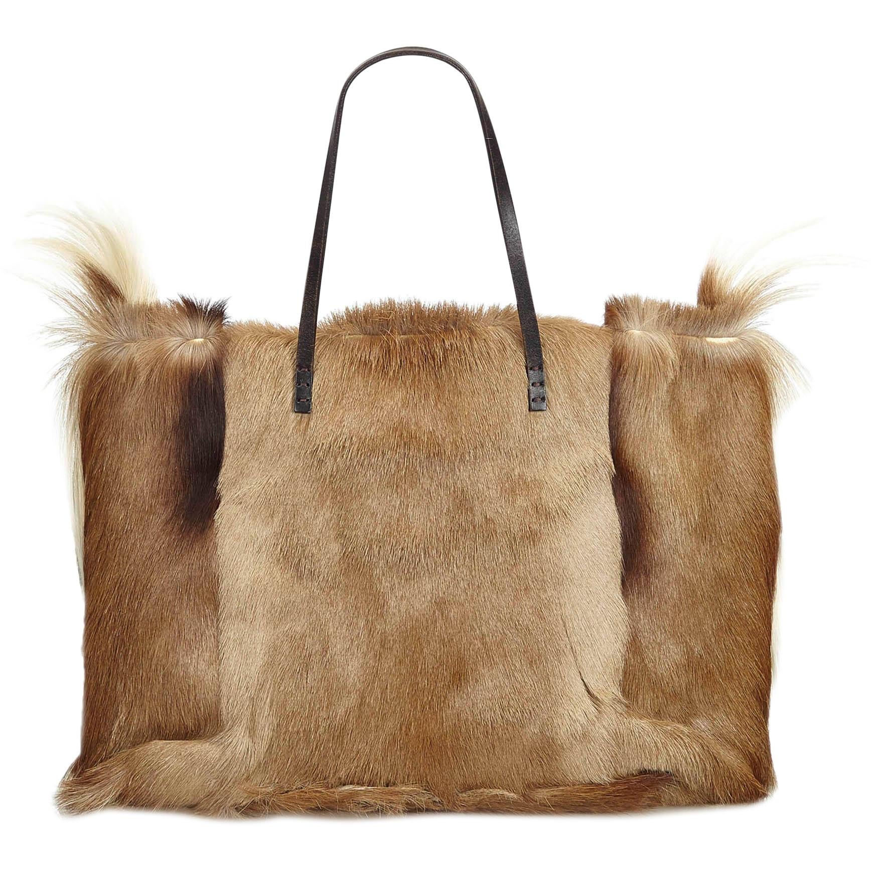 Fendi Brown Fur Tote Bag For Sale