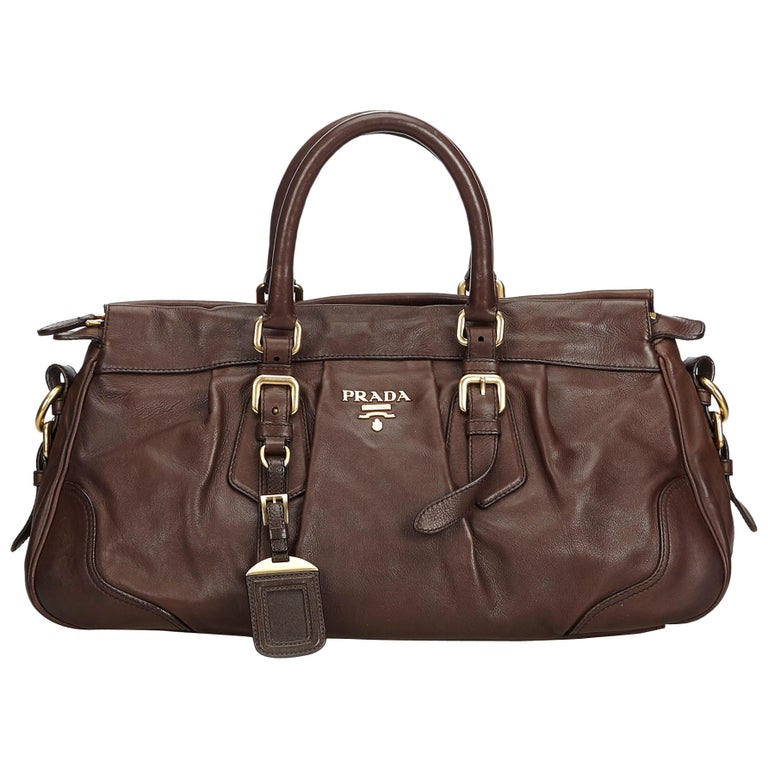 Prada Brown Leather Handbag For Sale at 1stdibs