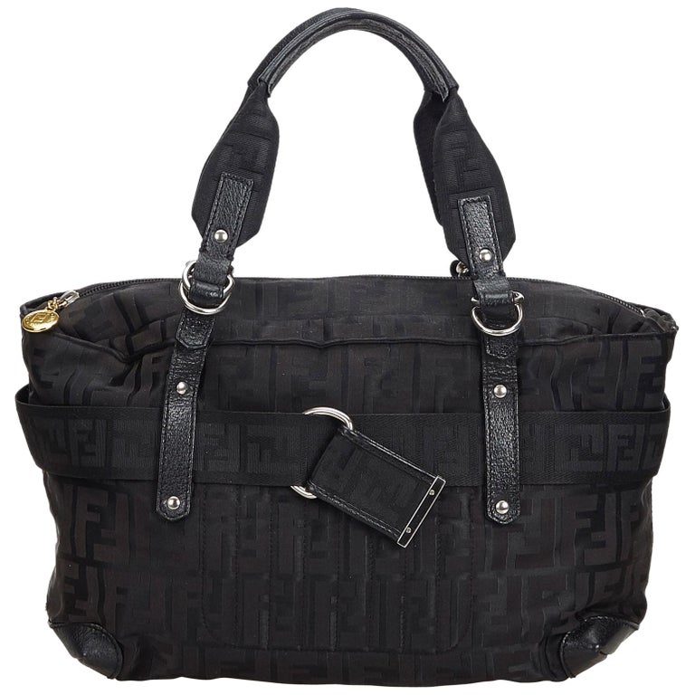 Fendi Black Zucca Nylon Handbag For Sale at 1stDibs