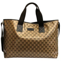 Gucci Brown Leather Crystal Shopper Bag