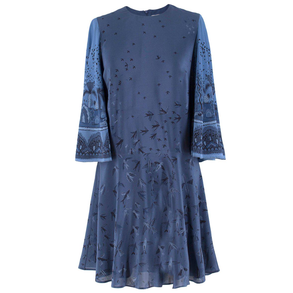 Valentino Metamorphosis Blue Crepe de Chine Mini Dress US 2 For Sale at ...