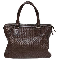 BOTTEGA VENETA oversized brown intrecciato woven leather tote bag