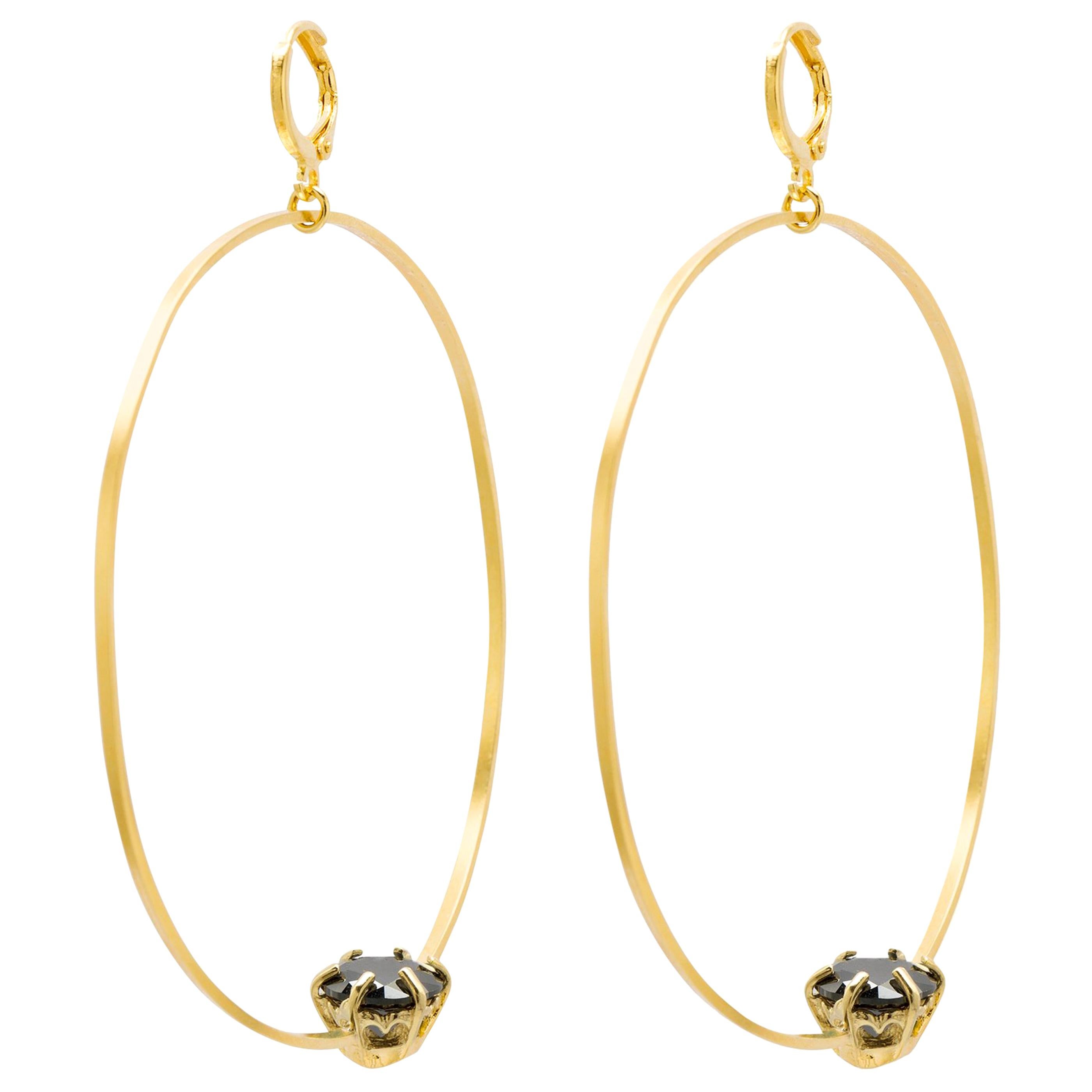 Puro Iosselliani Creole Hoop Gold Plated Earrings For Sale