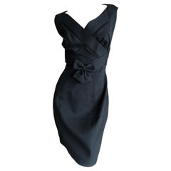 Thierry Mugler Elegant Vintage 80's Bow Accented Little Black Cross Back Dress 