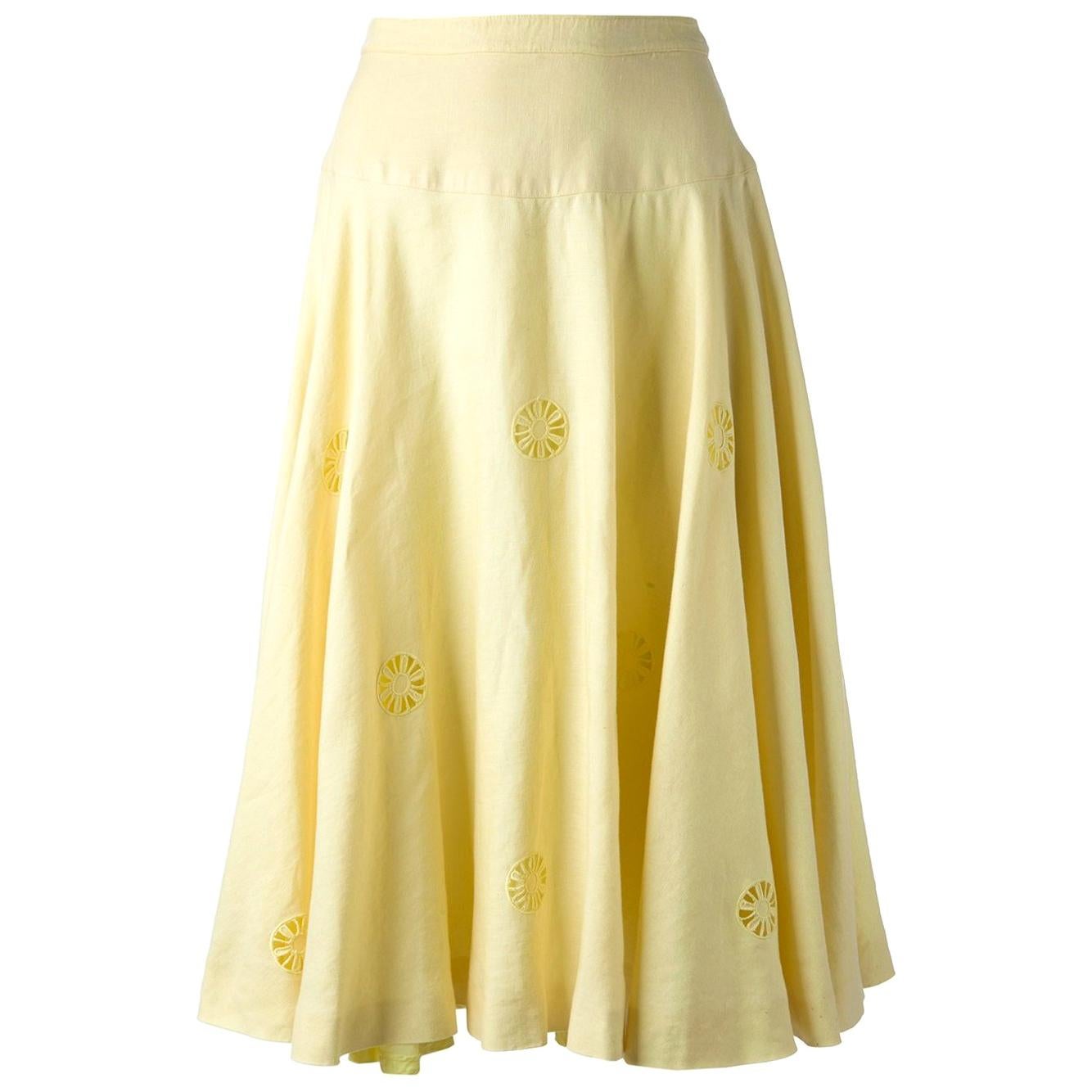 Céline Yellow Linen Vintage Skirt, 1980s at 1stDibs