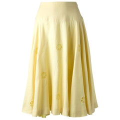 Céline Yellow Linen Vintage Skirt, 1980s