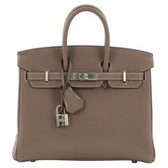 Hermes Birkin Handbag Etoupe Togo with Palladium Hardware 25