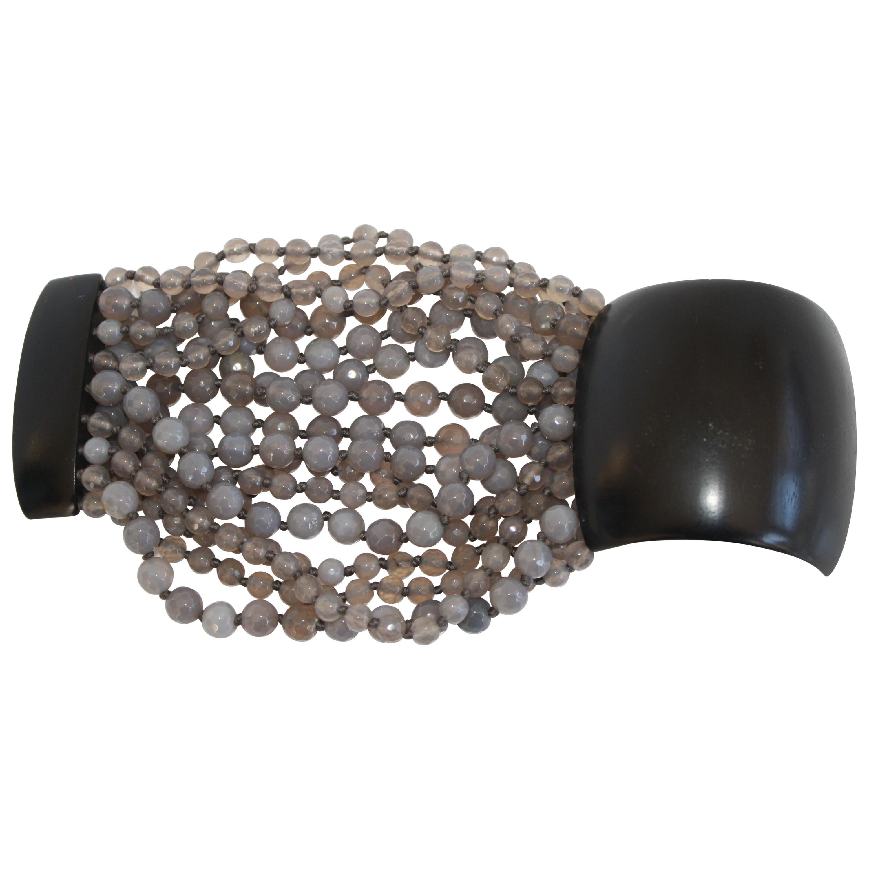 Monies Labradorite and Magnetic Ebony Wood Closure Bracelet