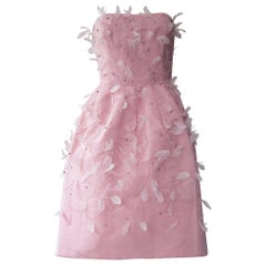 Oscar De La Renta Pink Feather Dress