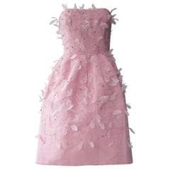 Oscar De La Renta Rosa Federkleid mit Federn