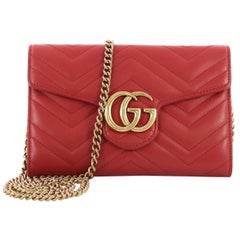 Used Gucci GG Marmont Chain Wallet Matelasse Leather Mini