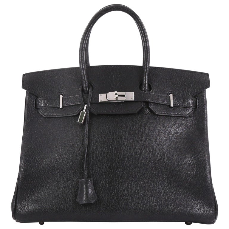 Hermes Birkin Handbag Noir Chevre de Coromandel with Palladium Hardware ...
