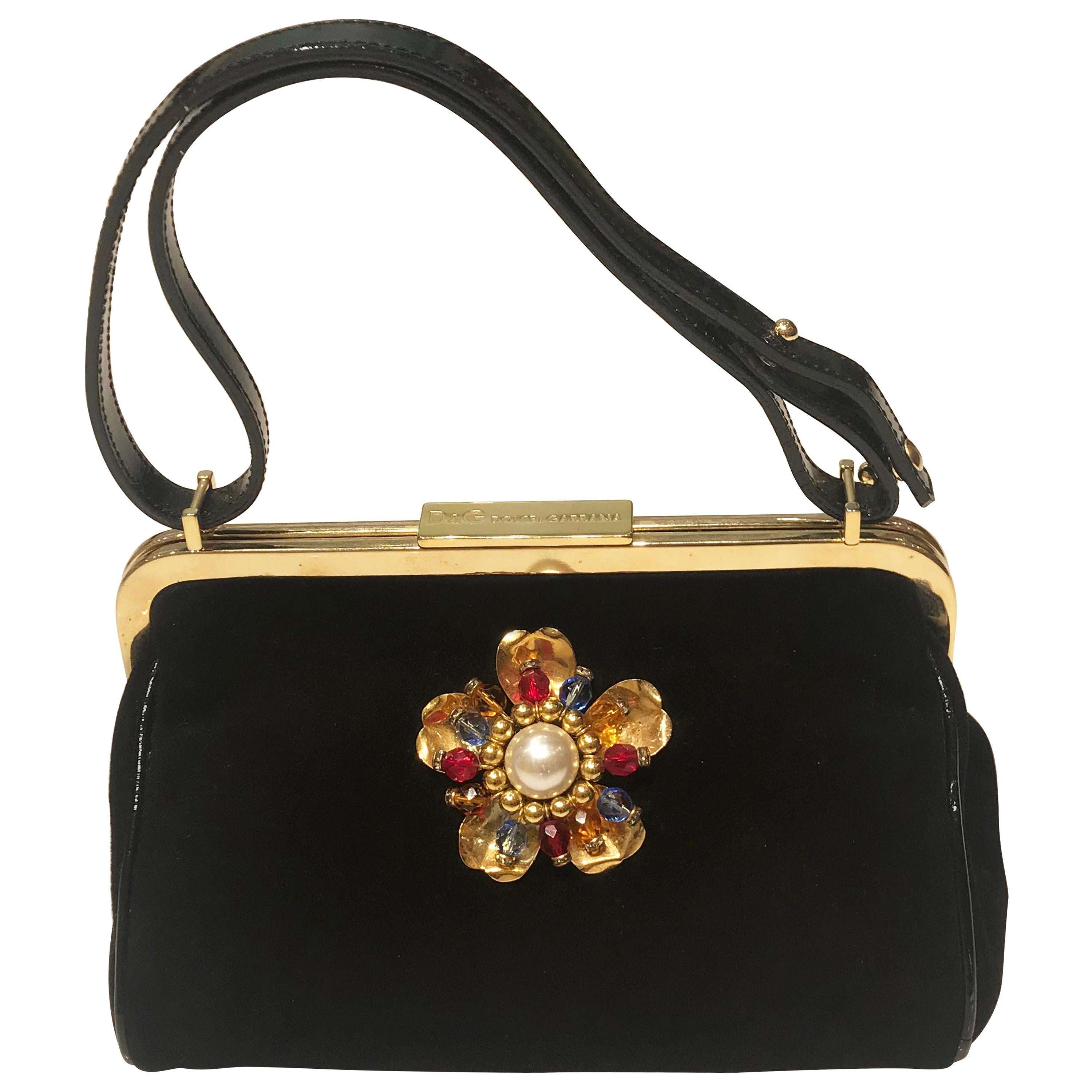 Dolce & Gabbana Black Suede Handbag  For Sale