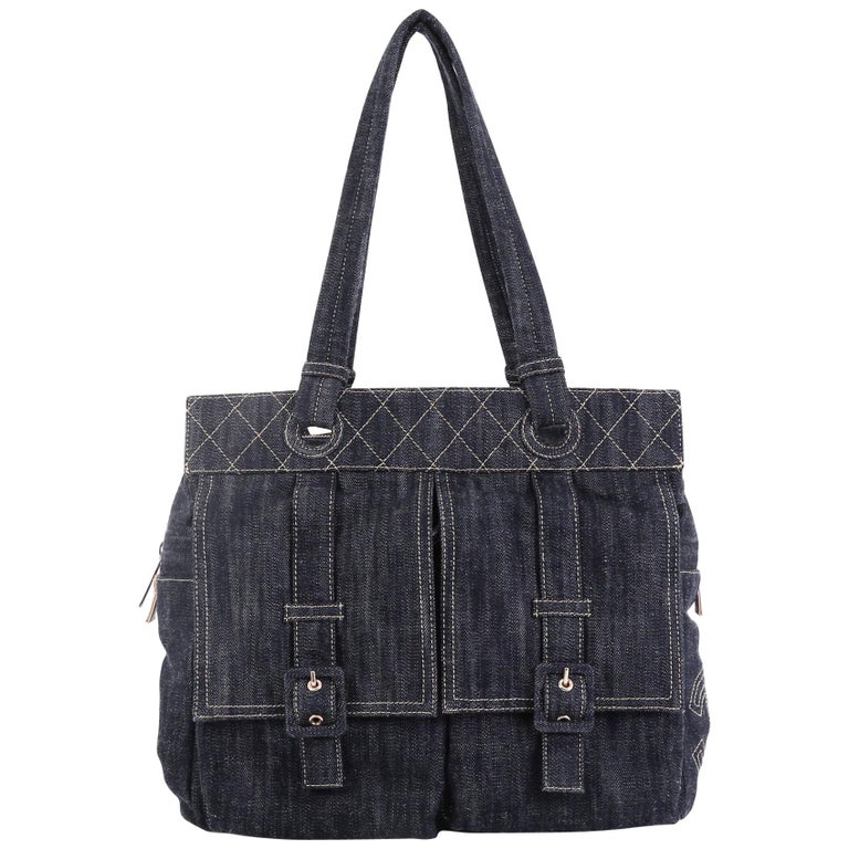 Chanel Double Pocket Shoulder Bag Denim Medium at 1stDibs
