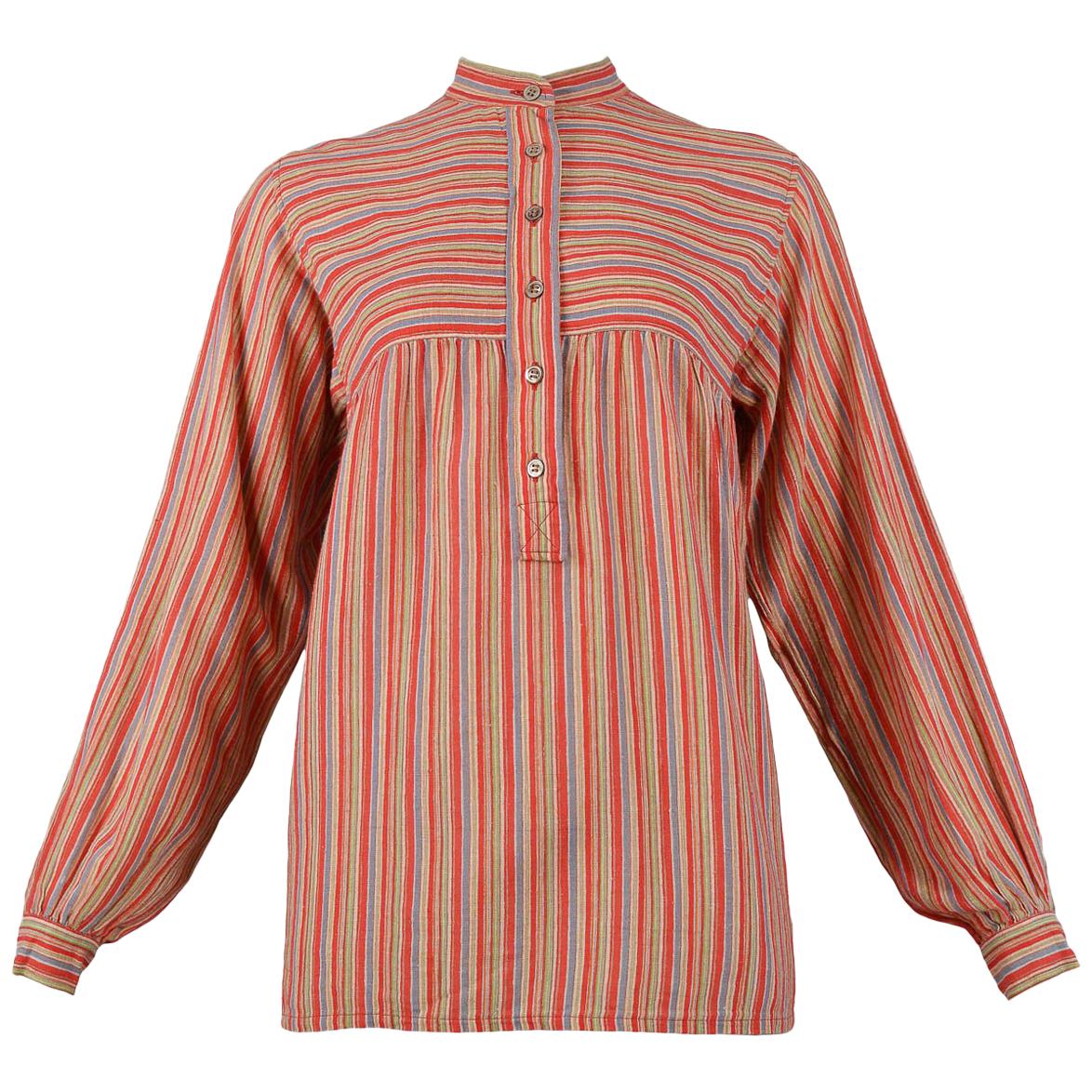 Vintage Yves Saint Laurent 1970's Red Stripe Blouse