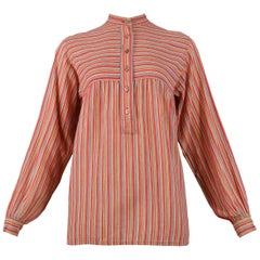 Vintage Yves Saint Laurent 1970's Red Stripe Blouse