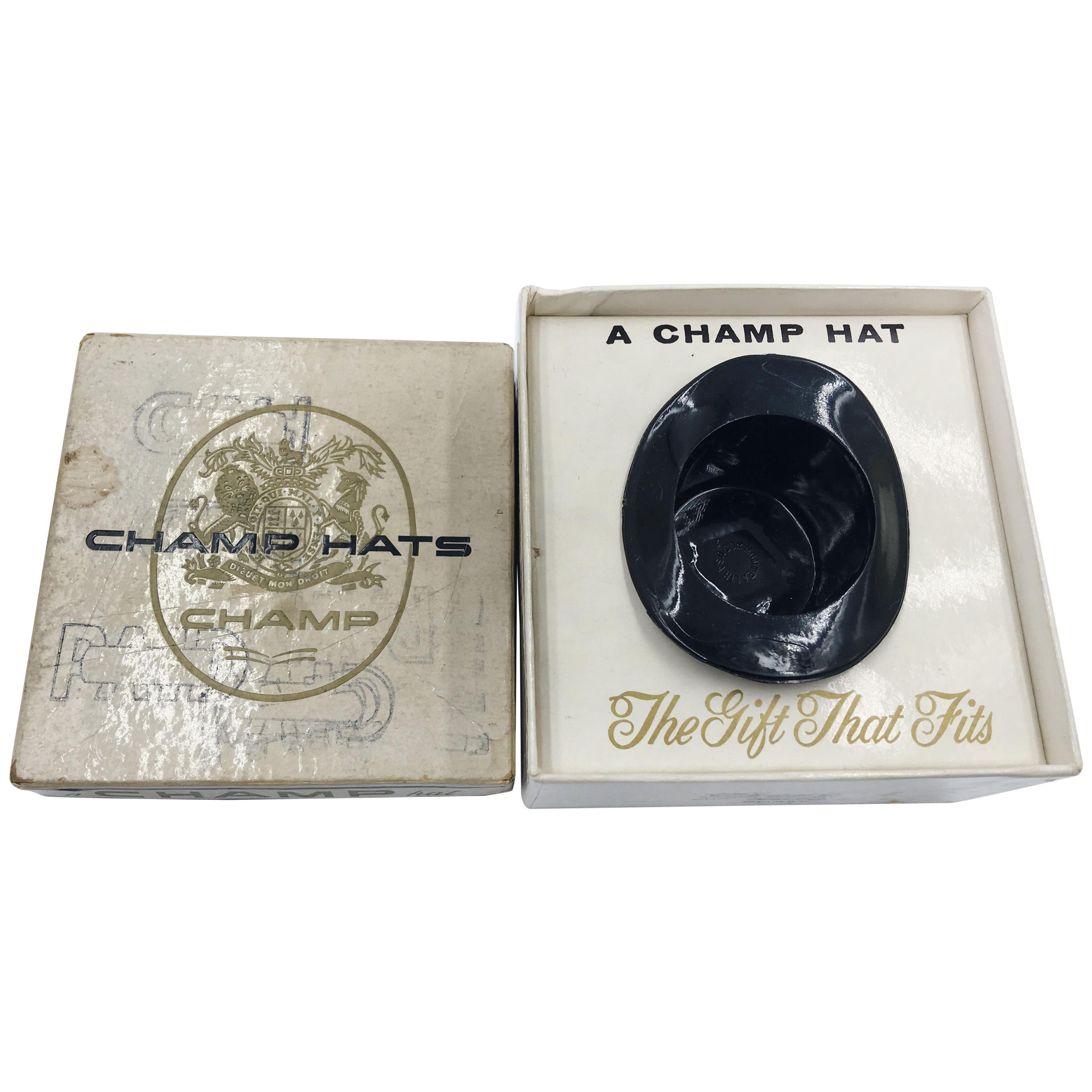 Champs - Chapeau haut vintage « Salasman Sample » « Certificat de fiançailles » dans sa boîte d'origine 