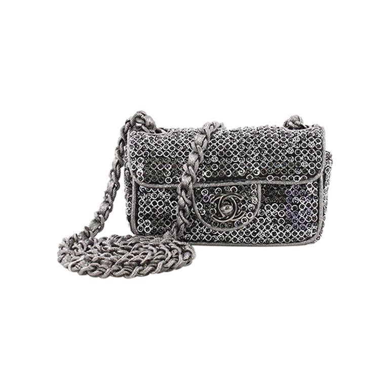 Chanel Hidden Sequins Flap Bag Quilted Sequins Extra Mini at