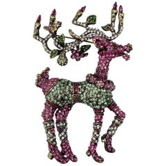 Heidi Daus "Dazzling Dancer" Pave Crystal and Enamel Reindeer Pin, Brooch