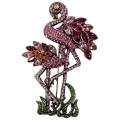 Heidi Daus "Shore Thing" Pave Crystal Flamingo Pin Brooch