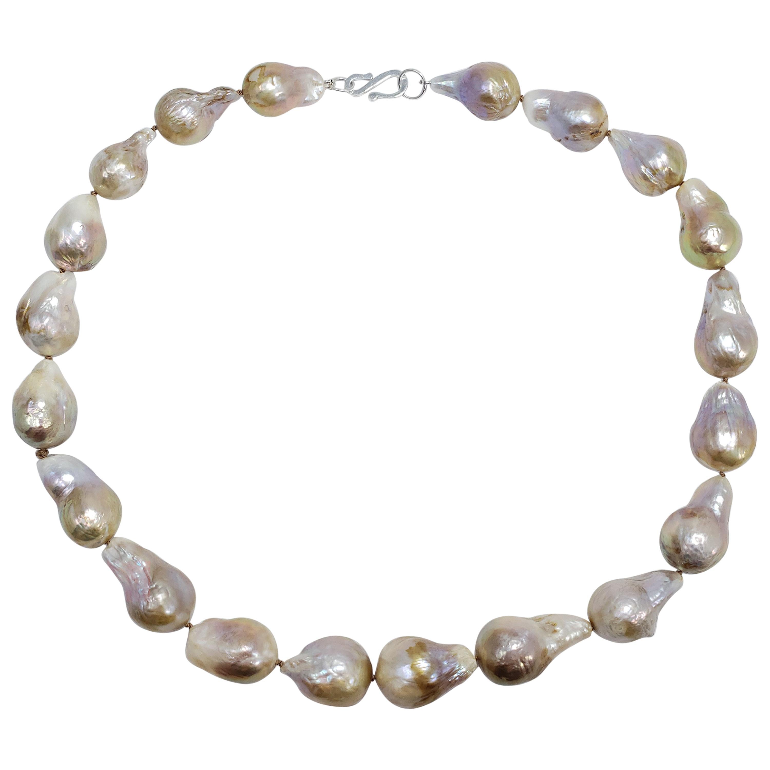 South Sea Baroque Pearl Necklace with Silver S Clasp, 45cm
