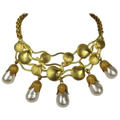 Vintage  Dominique Aurientis Gold Gilt Sea shell Necklace New, Never worn 1980s