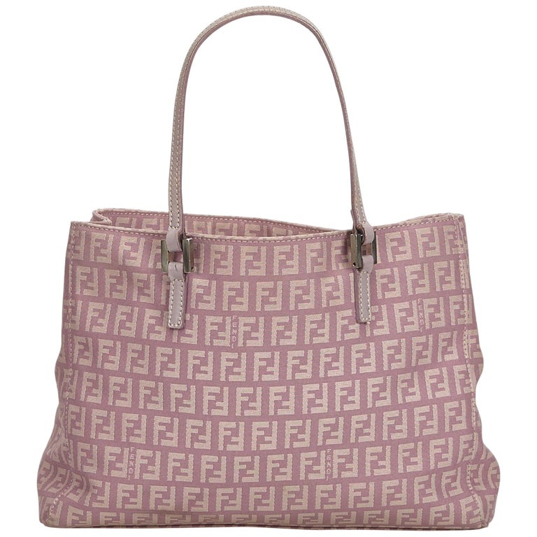 Fendi Pink Zucchino Canvas Tote Bag